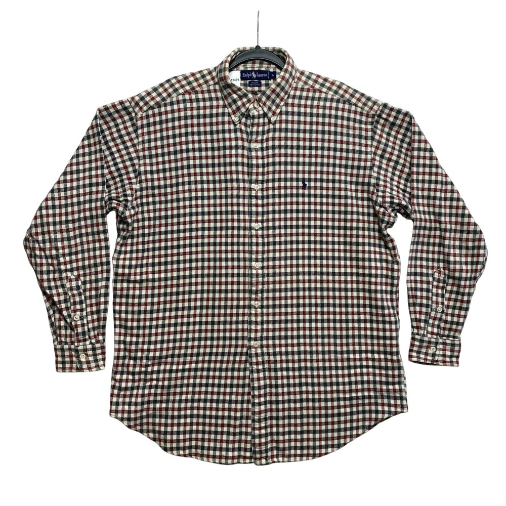 Ralph Lauren Shirt Mens L Red Blaire Button-Down Flannel Plaid Long Sleeve